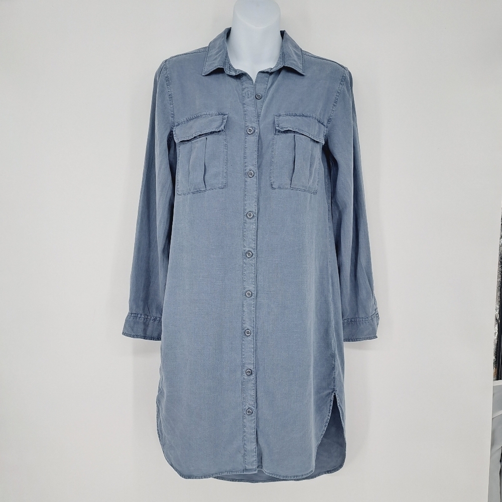 Anthropologie Cloth & Stone 100%‎ Tencel Lyocell Ash Gray Shirt Dress